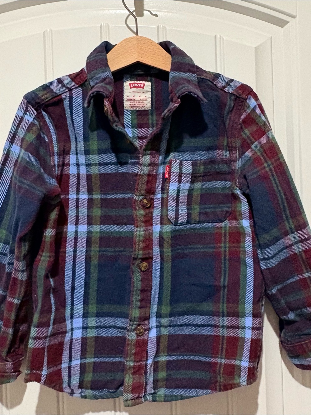 Levi's Kids Plaid Button-Down Shirt - Navy, Burgundy & Green